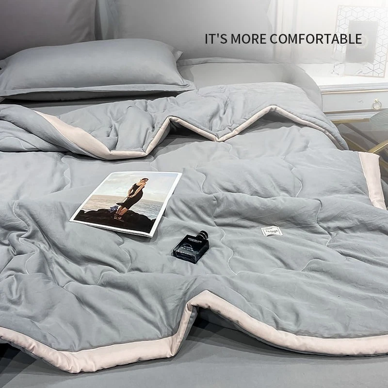 Cotton King Size Summer Quilt  Print Soft Comforter Air Conditioner Quilt Washable Lightweight Thin Quilt Cooling Blanket