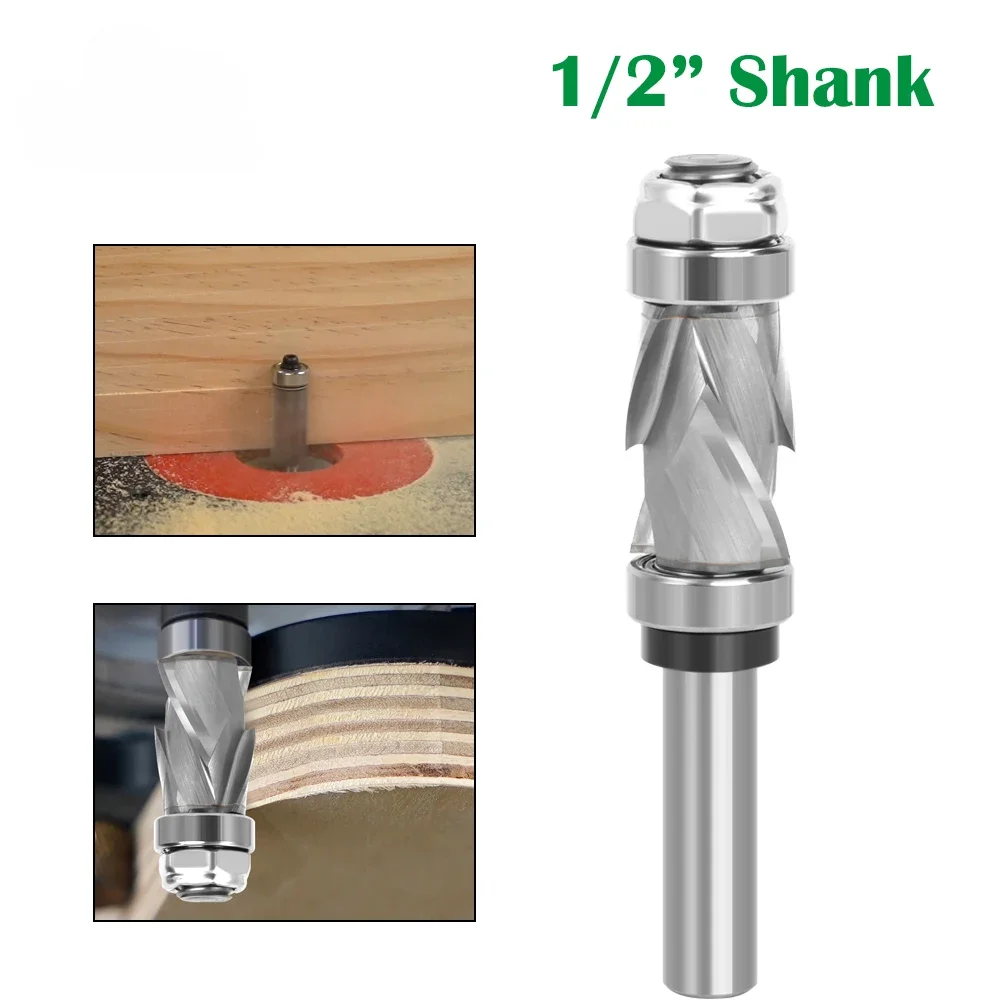 

1PC 1/2 Shank Bearing Ultra-Perfomance Compression Flush Trim Solid Carbide CNC Router Bit For Woodworking End Mill