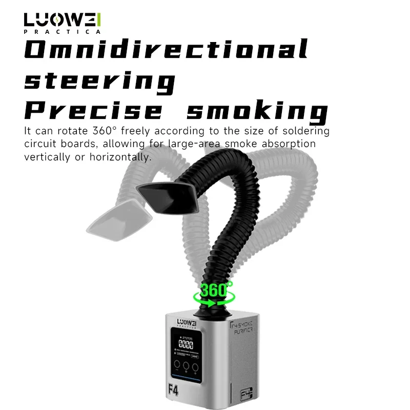 LUOWEI F4 Black Hole Solder Smoke Absorber 50W Fume Extractor with Dual Filtration for Electronics Welding Repair