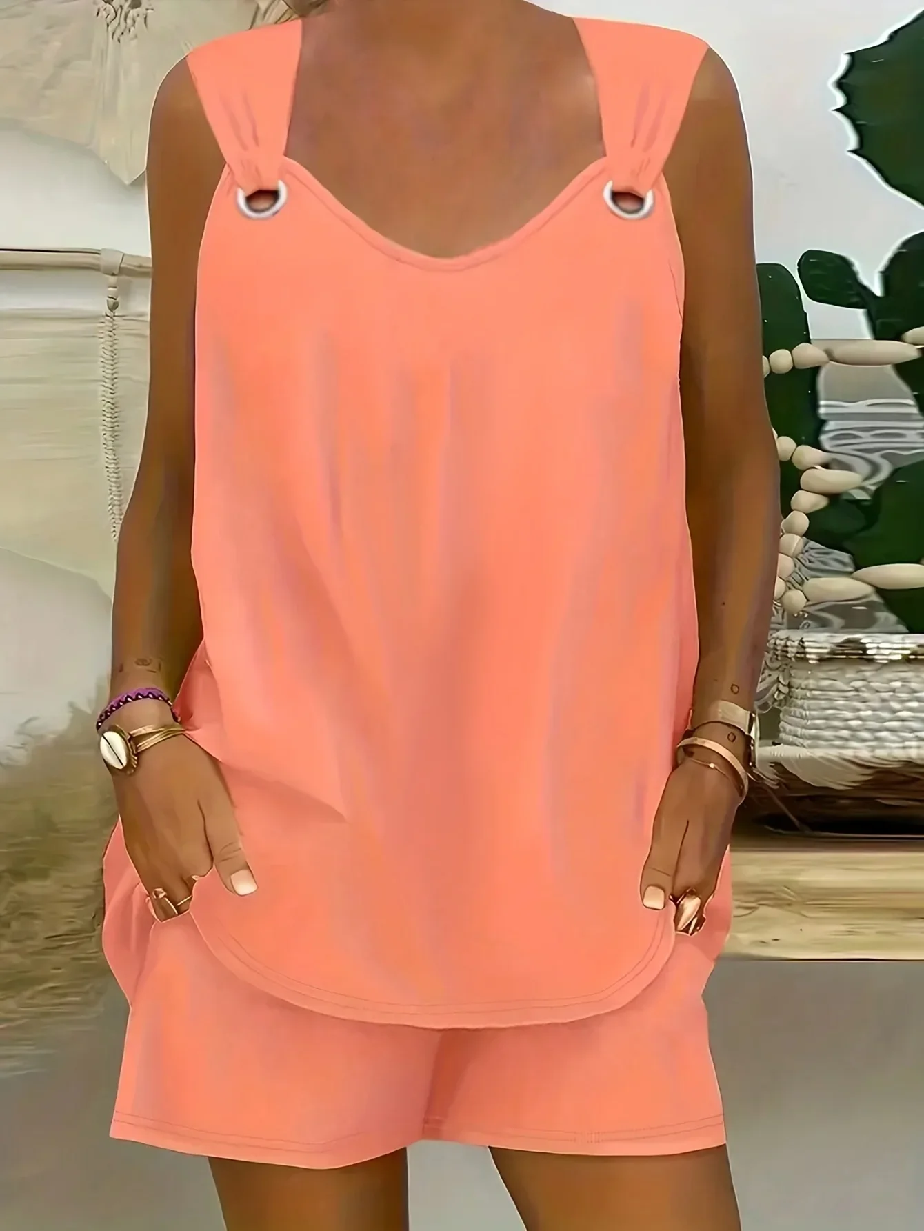 حجم كبير 1XL-5XL المرأة الجديدة الصلبة شيك عادية طاقم الرقبة تانك التي شيرت والسراويل العصرية