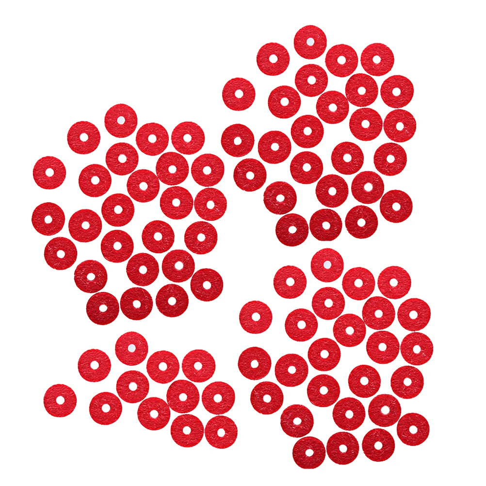 

90Pcs Red Piano Keyboard Felt Washers Front Rail Regulating Punchings Replacement Parts for Guitar Gasket Pad Bridge Wear