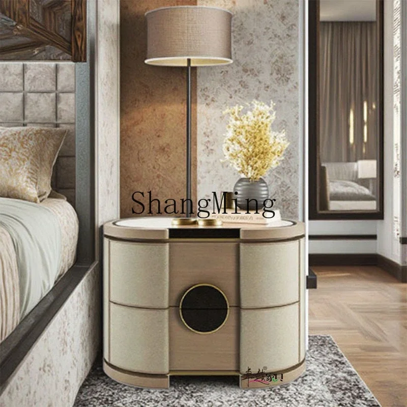 

SM bedside table light luxury high-end master bedroom creative solid wood storage cabinet high-end bedroom bedside table