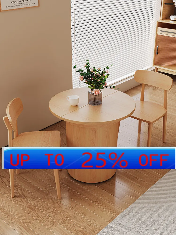 

LMM Oval Solid Wood Telescopic Dining Table for Small Apartment Dining Table