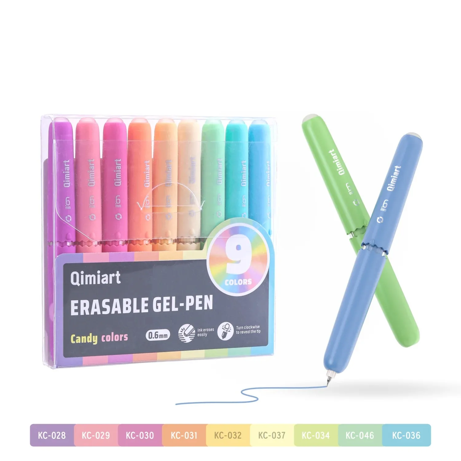 LANGUO 9 Farben löschbarer Gelstift 0,6 mm Multi-Serie, leicht zu löschen, zum Schreiben, für Schule, Bürobedarf, Schreibwaren, niedliches Bürozubehör – Detail 6