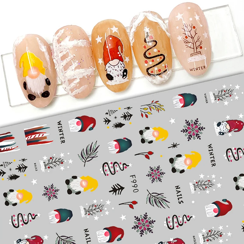 3d Cartoon Cute Christmas Themed Nail Childlike Stickers Elk Snowflake Series Nail Art Tattoo Christmas Design Manicure Decal