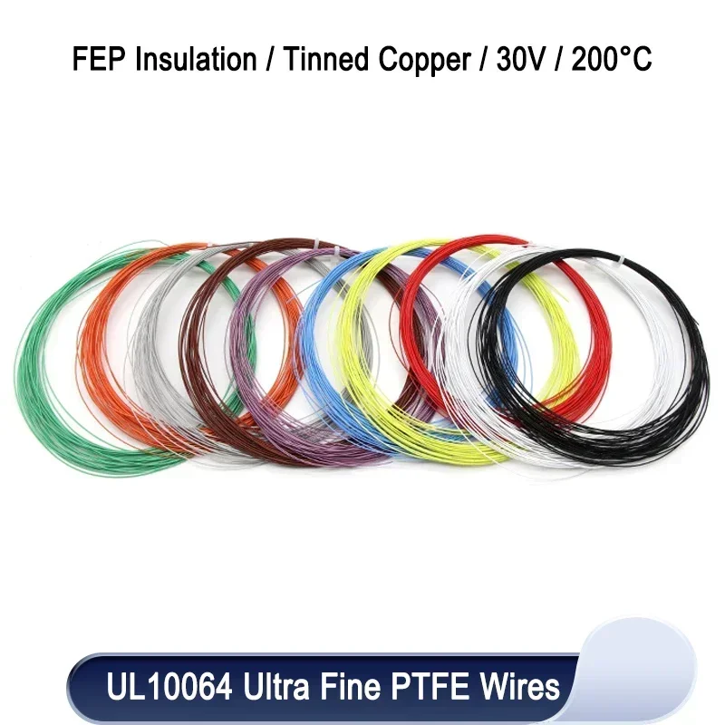 10~100m UL10064 PTFE Wire 40/36/34/32/30/28/26AWG Ultra Fine Micro Litz FEP Insulation Tinned Copper Wires for Soldering