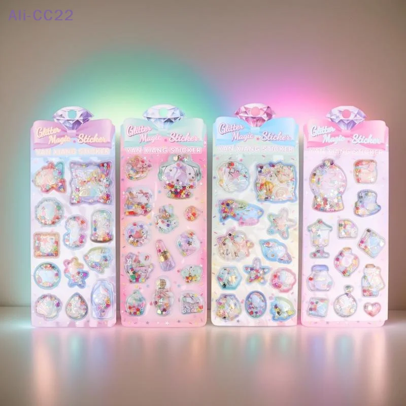 

Набор декоративных 3D-наклеек с блестками и пайетками (2/4 листа) для дневников, ежедневников и детских поделок