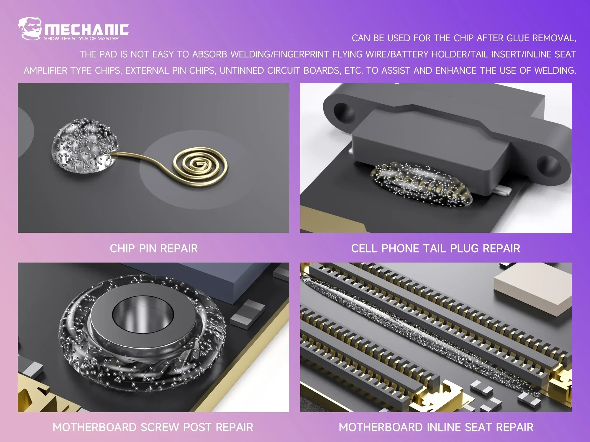Mechanic G100 No-disassembly repair paste is suitable for lead-free repair of mobile phone chips tail plugs motherboard screws