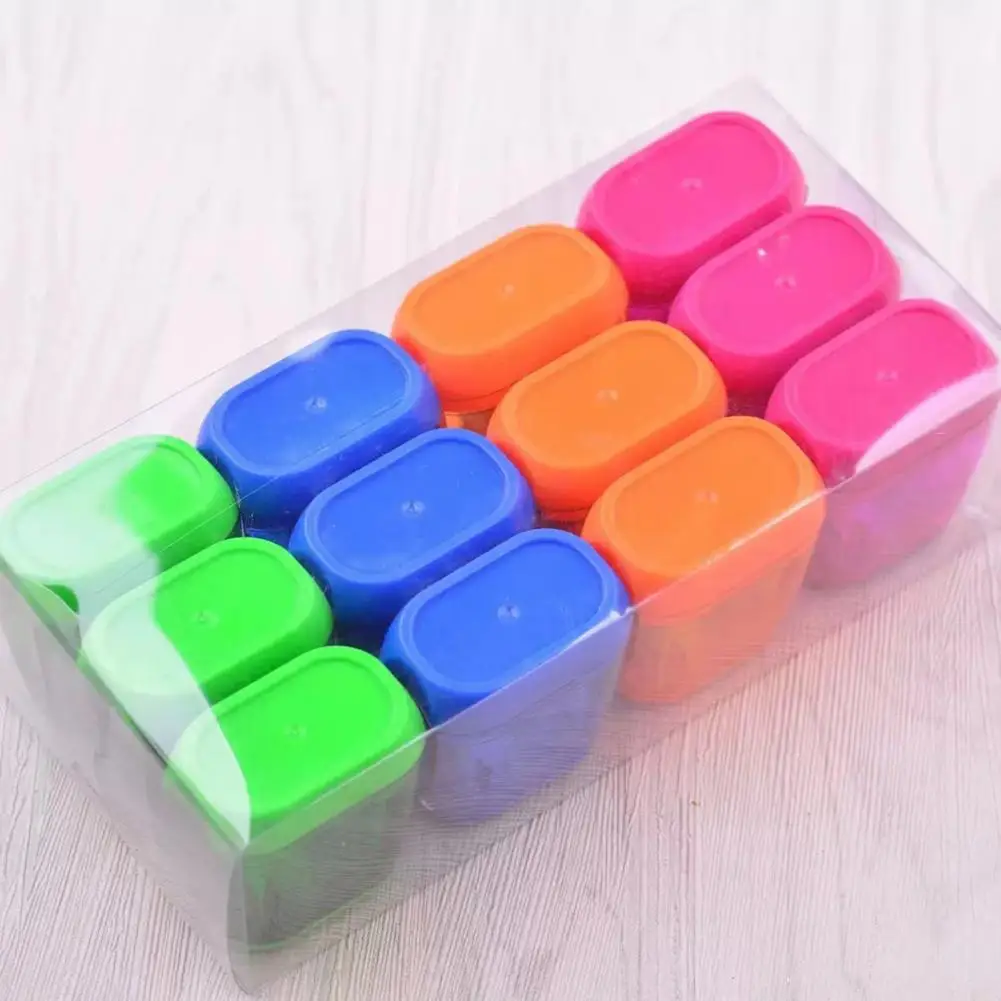 12Pcs Dual Hole Pencil Sharpeners Cute Design Carbon Steel Blades Splash-Proof Lid Container Pencil Sharpeners