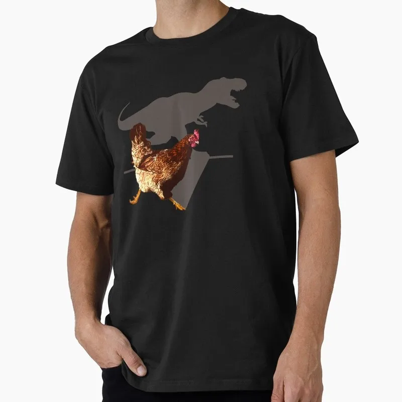 T-rex Chicken running Funny Cockatiel Gift T-shirt Birds T-Rex Shadow Graphic Clothes All Size Tops Unisex Tee S-6XL