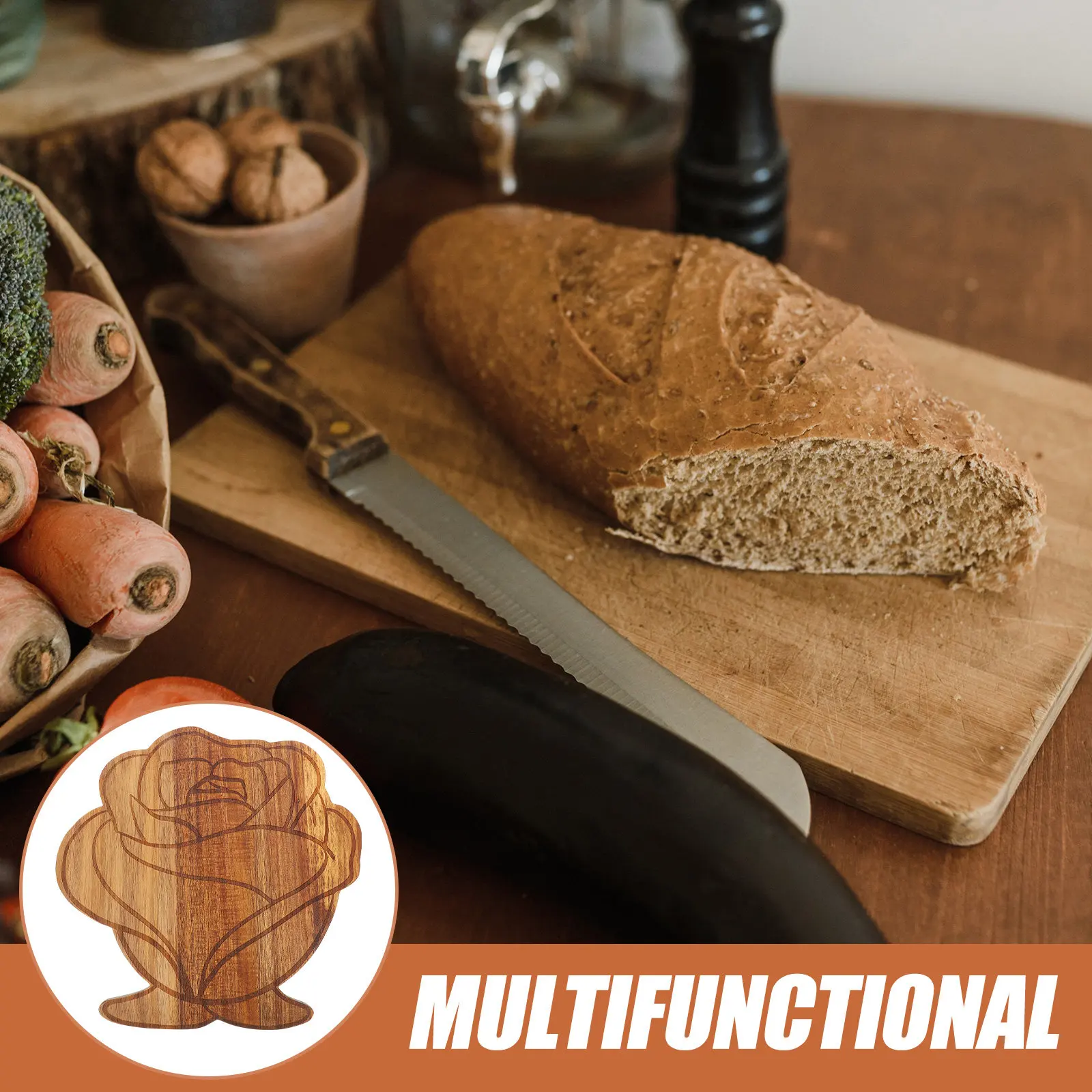 Rosenförmiges Holz-Schneidebrett Dekoratives Küchen-Servierbrett Käse-Obst-Fleisch-Brett Hackbretter Pizza-Servierplatten
