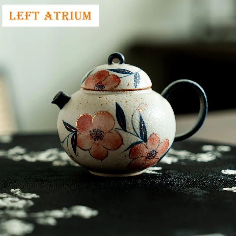 

145ML Pure Hand-painted Peach Blossom Teapot Japanese Tea Infuser Pot Tea Soaking Kettle with Strainer Tea Ceremony Collection