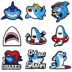 Wholesale 1pcs PVC Shoe Accessories for Crocs Charms Shark Badge Women Clogs Buckle Kids Pins Decoration Jeans X-mas Gift