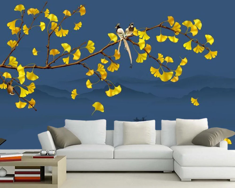 Custom Chinese style hand-painted flower and bird retro art wallpaper,living room tv wall bedroom home decor restaurant mural