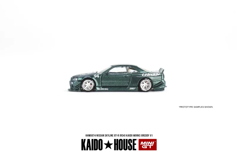 KAIDO HOUSE MINI GT #74  open cover 1:64   Nissan R34 Skyline GT-R Die-cast alloy car model