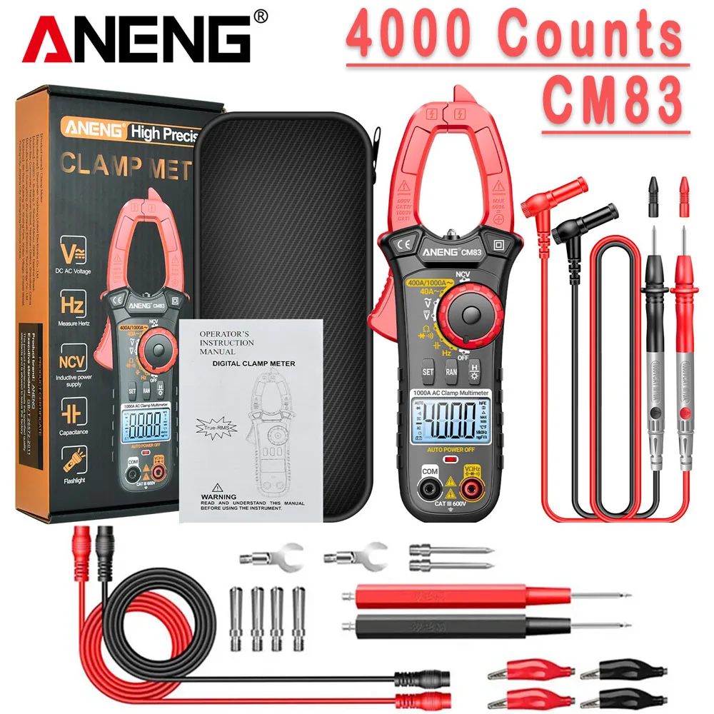 

Multimeter Clamp Meter AC/DC Current Voltage ANENG CM83 4000 Count Capacitance Voltmeter NCV Sense Ohmmeter Professional Tools