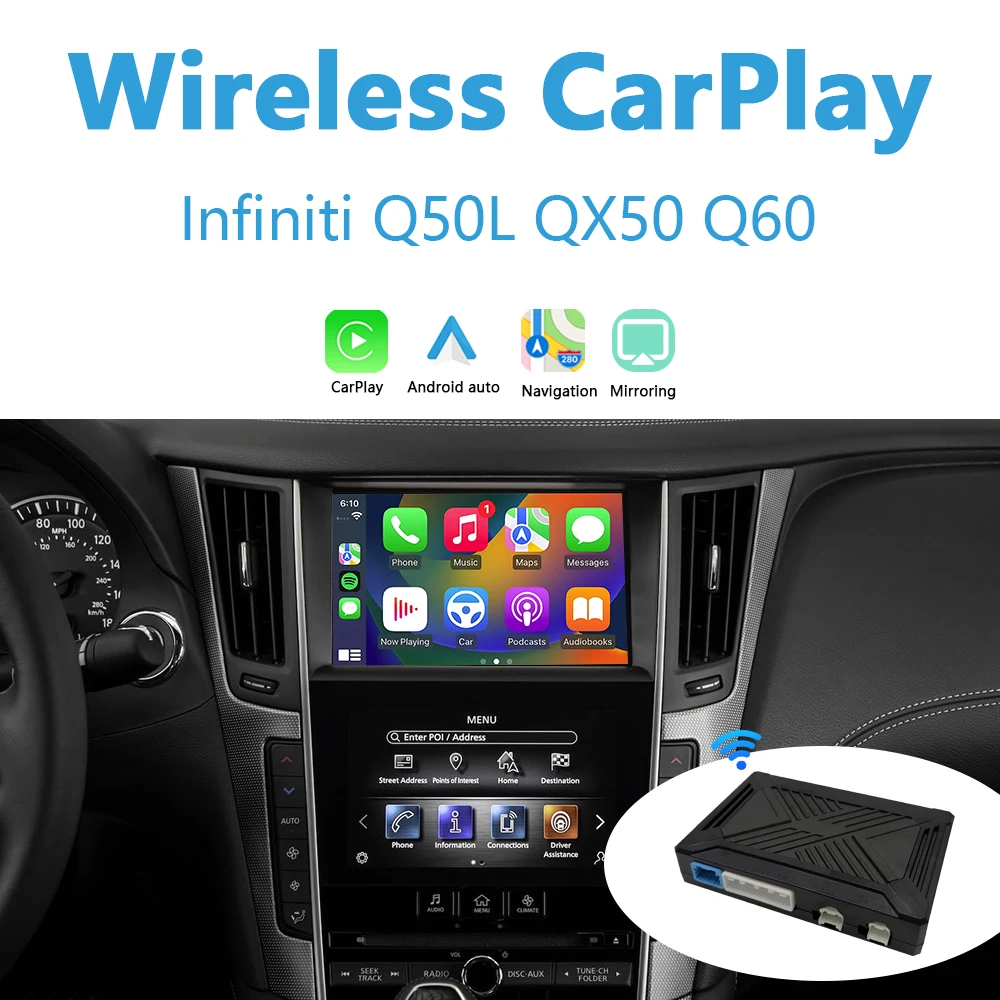 

Infiniti Apple Carplay For Q50 QX50 Q60 2013-2019 Add Wireless Android Auto Module Use OEM BT Audio Fit 360 Camera Function