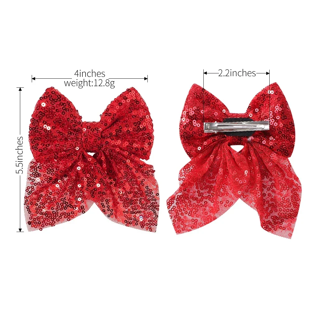 3個セット クリスマス グリッター リボン ヘアクリップ レディース ガールズ キュート ソリッドカラー ビッグ シャイニー ヘアグリップ ヘッドウェア ヘアアクセサリー ギフト