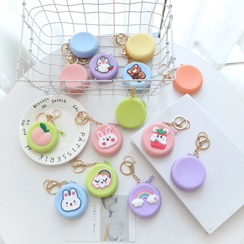 New Silicone Coin Purse Cartoon Animal Round Shape Coin Wallet Headset Bag Clutch Change Purse Wallet Pouch Bag Kids Gift