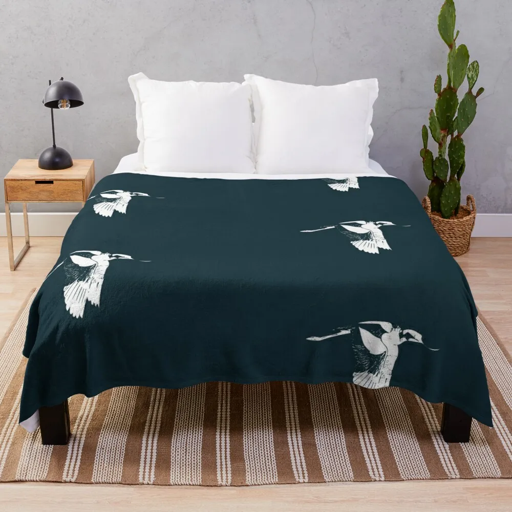 Pied Avocet Flying White Design Throw Blanket anime Decorative Throw Blankets