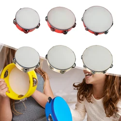 4/6/8/10inch Wooden Musical Tambourine Beat Instrument Hand Drum Metal Jingles Percussion Educational Toys for Church Party