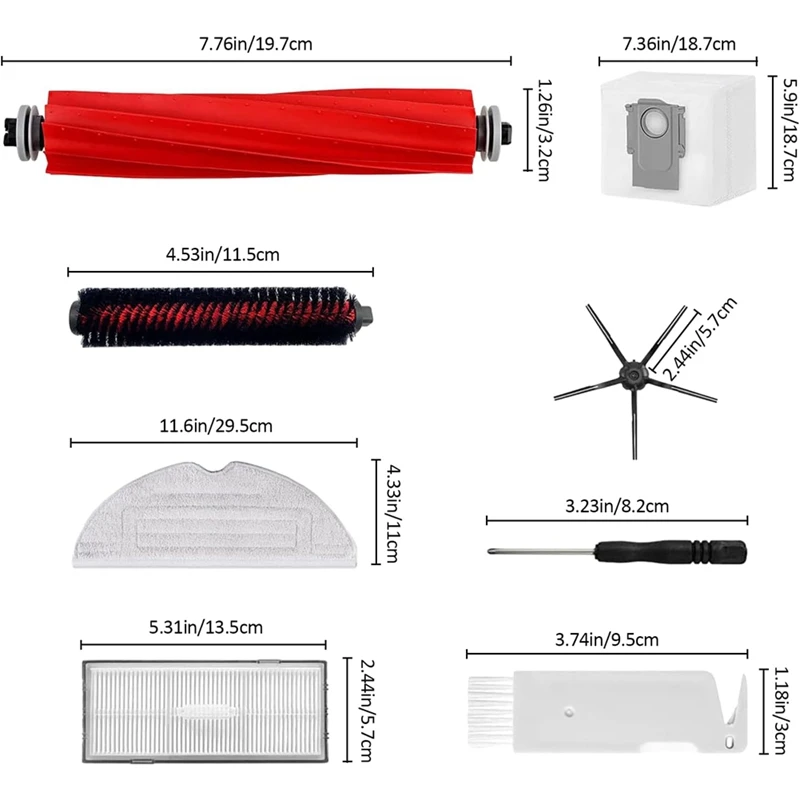 ل Roborock S7 Maxv Ultra/S7 Pro Ultra مكنسة كهربائية فرشاة جانبية رئيسية فلتر Hepa ممسحة أكياس الغبار القماشية