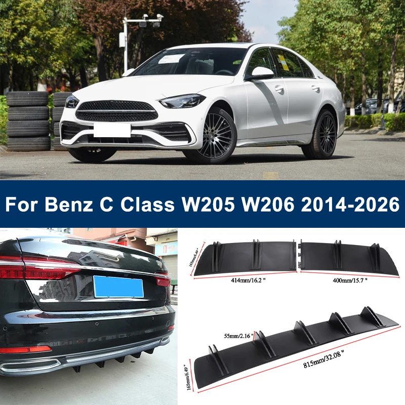 

2-Segment Shark Fin Rear Diffuser For Benz C Class W205 W206 2014-2026 Rear Bumper Lip Splitter Chassis Spoiler Tuning Parts