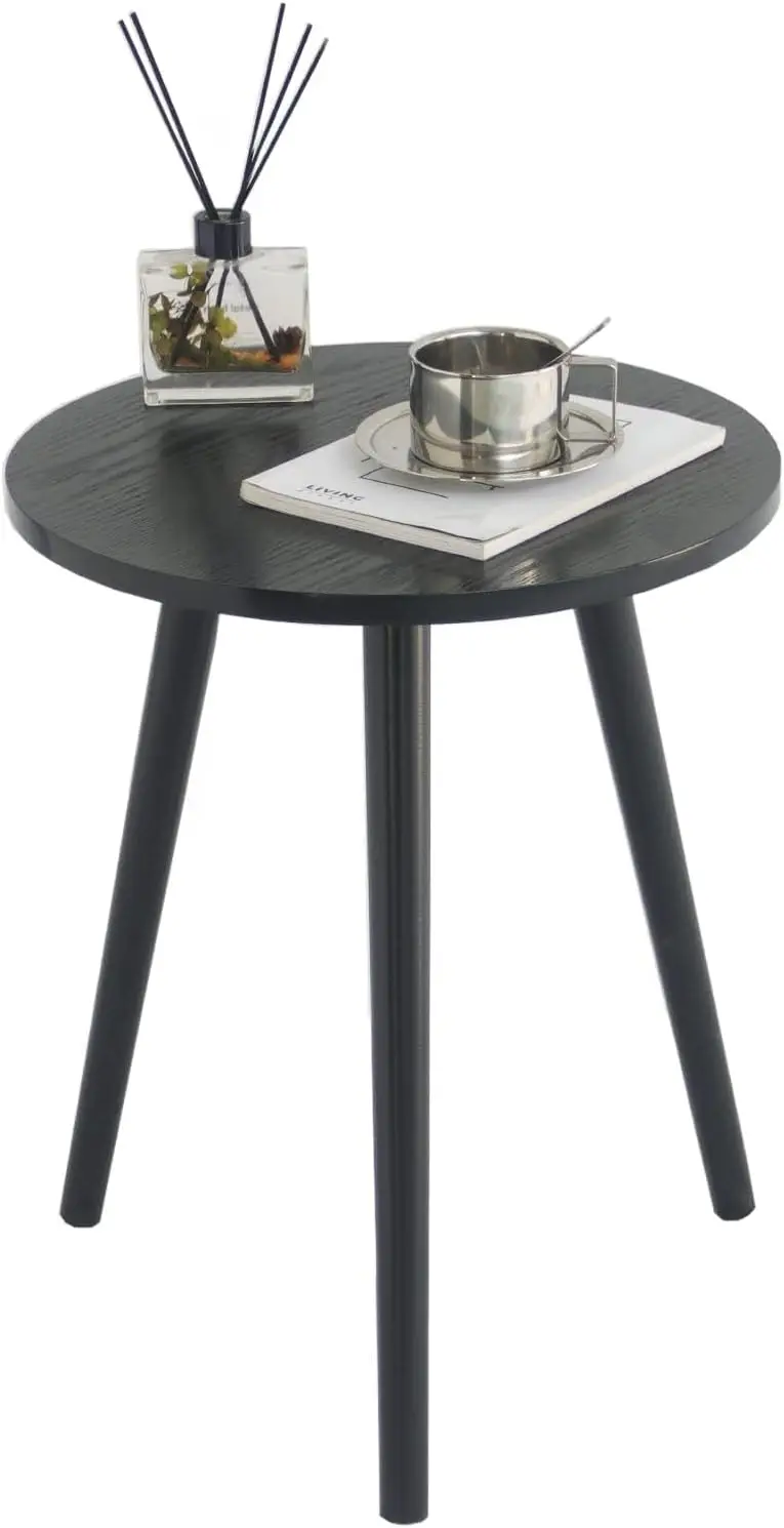 

Round End Table, Black Side Table Modern Home Decor Small Accent Table for Small Space Living Room, Bedroom and Balcony, Easy