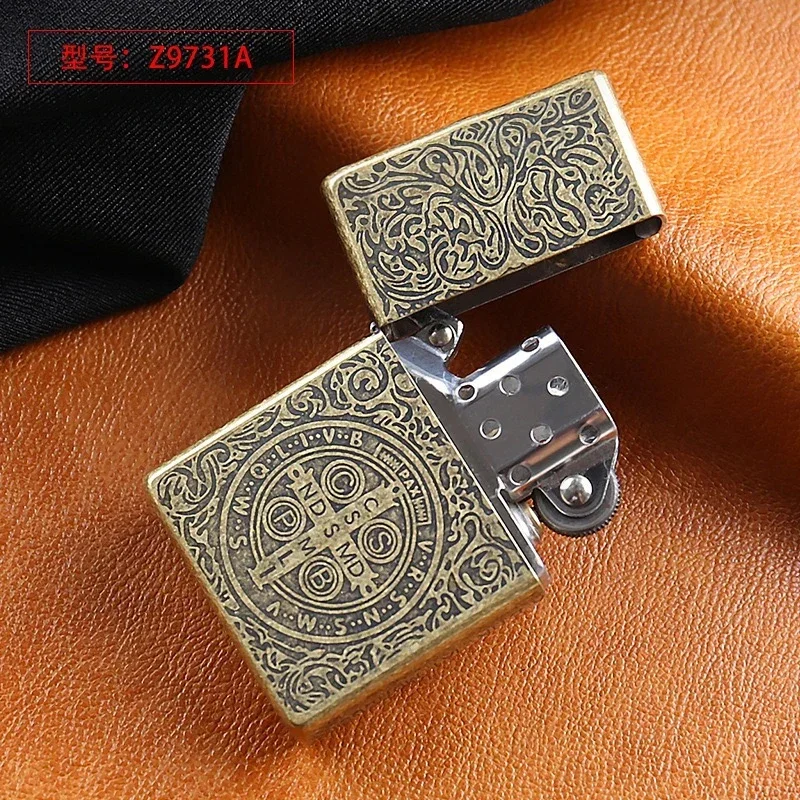 Zorro Brass Kerosene Lighter 1:1 Constantine Collection Deep Carved Pattern Creative Men\'s Smoking Accessories