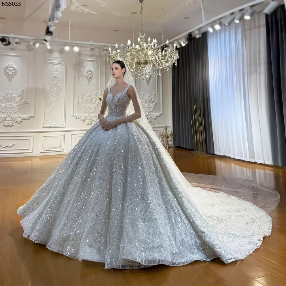 Customized Luxury Heavy Beading Wedding Dress amanda novias oficial