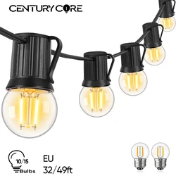 Vintage G40 Led String Light 1W E27 Street Garland 220V EU Connectable Dimmable Outdoor Waterproof Warm White Garden Decoration