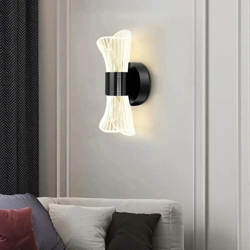 Lámpara de pared moderna de lujo, luz LED acrílica creativa para pasillo, sala de estar, dormitorio, mesita de noche, decoración del hogar