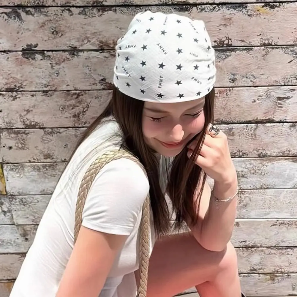

Fashion Y2K Leopard Print Hair Scarf Spicy Girl Turban Punk Bandana Retro Letter Star Hair Band Streetwear