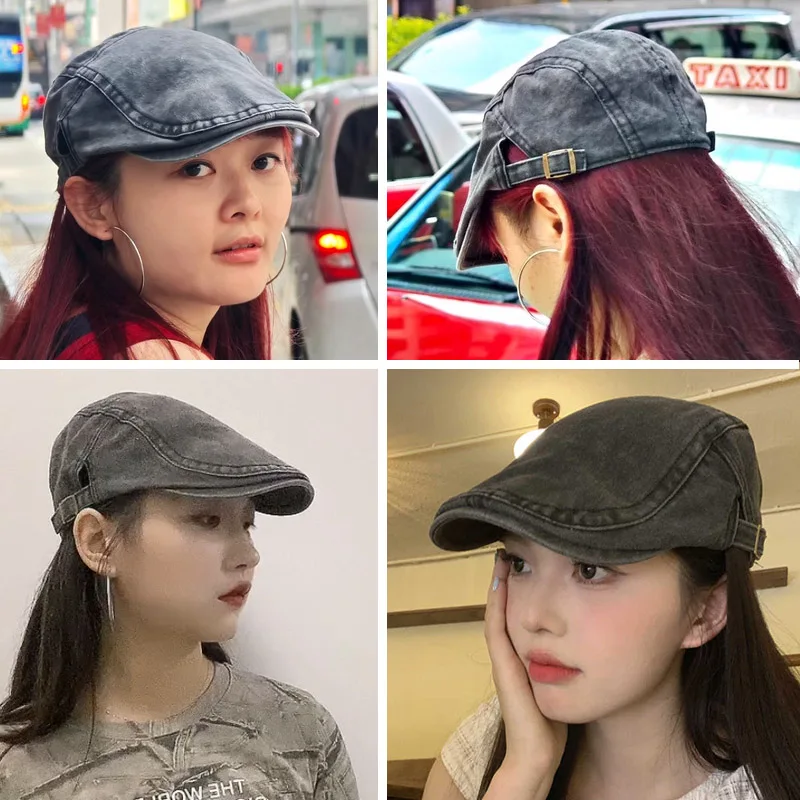 Beret Hat Women Men Summer Flat Cap 2025 French Korean Style Vintage Denim Cotton Newsboy Cap Peaky Blinders Women's Berets