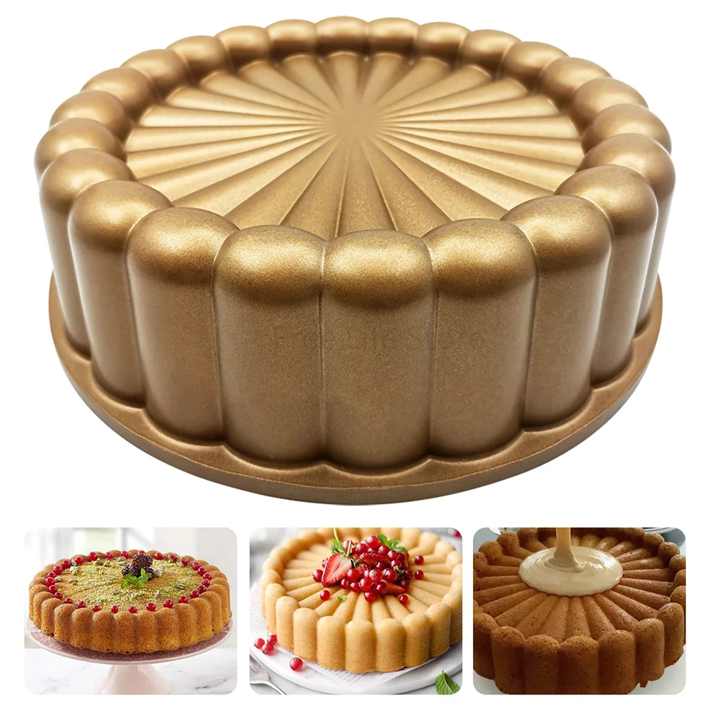 Round Cake Mold 9 inch Aluminium Nonstick Cake Baking Tray Fancy Bundt French Dessert Flower Shape Mould Kitchen Accessories