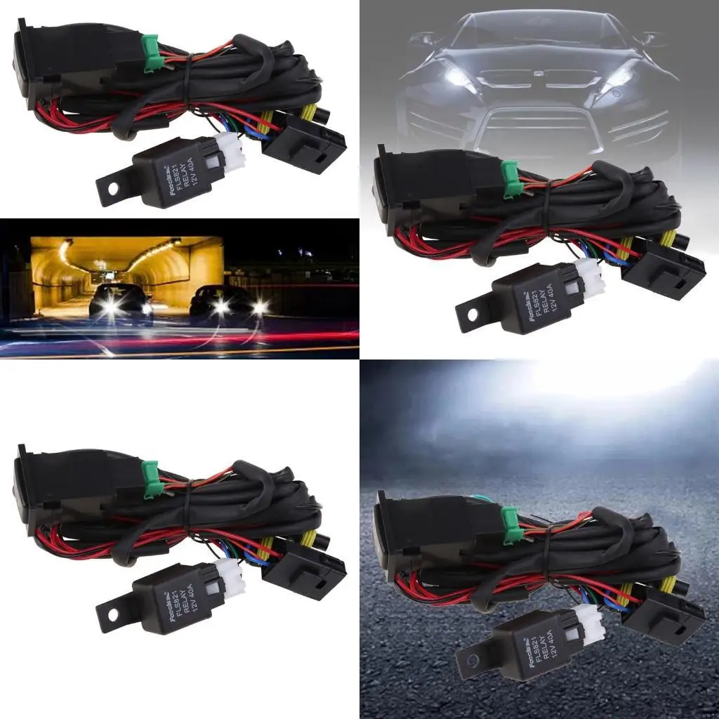 Light Weight Car Fog Light with On/Off Switch 12V 40A Universal Auto Fog Lamp Vehicle Fog Lamp Harness New