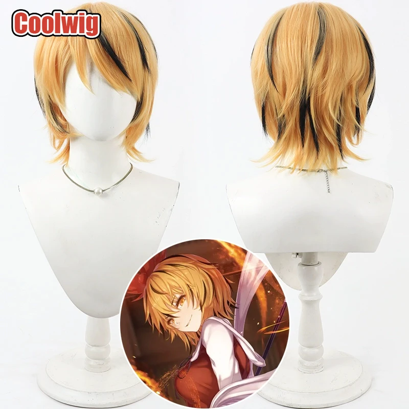 

Coolwig Synthetic Hair Toramaru Shou Cosplay Wigs Touhou Project Toramaru Shou 30cm Golden Blonde Mixed Black Wig Heat Resistant