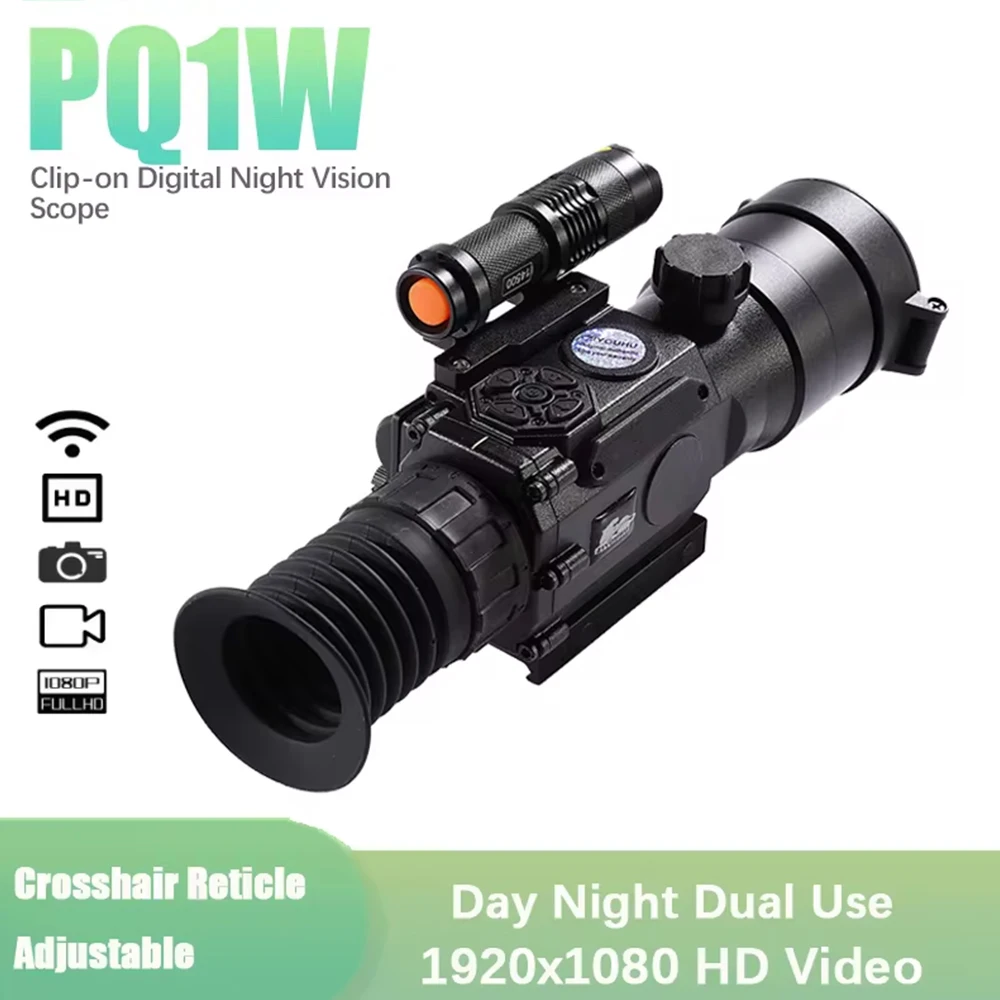 

PQ1W Night Vision Sight Scope Infrared Camera Take Photo Video Playback WIFI Monocular Aiming Riflescope 11X for Hunting