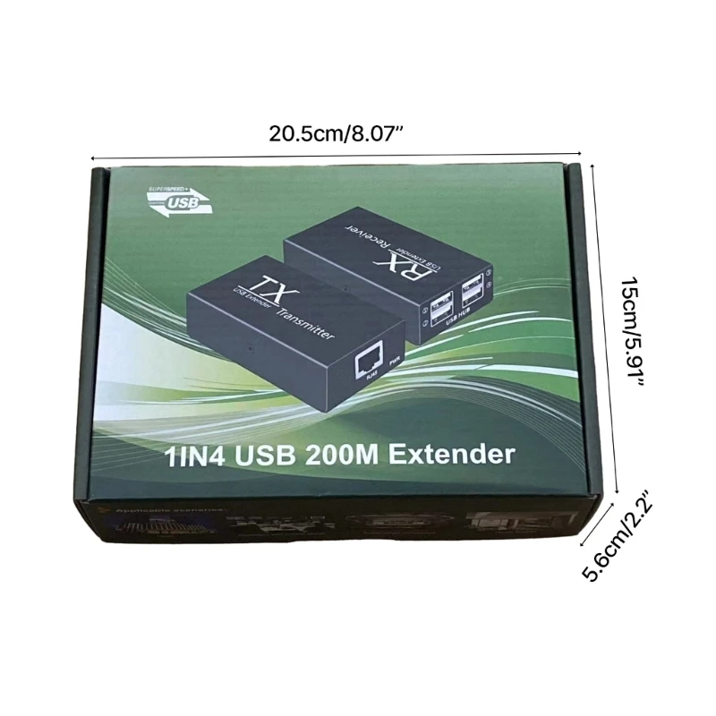 Estensori USB da 120 M su cavo Ethernet Prolunga Splitter hub USB a 4 Trasmettitori per tastiere Mouse Stampanti Y9RF