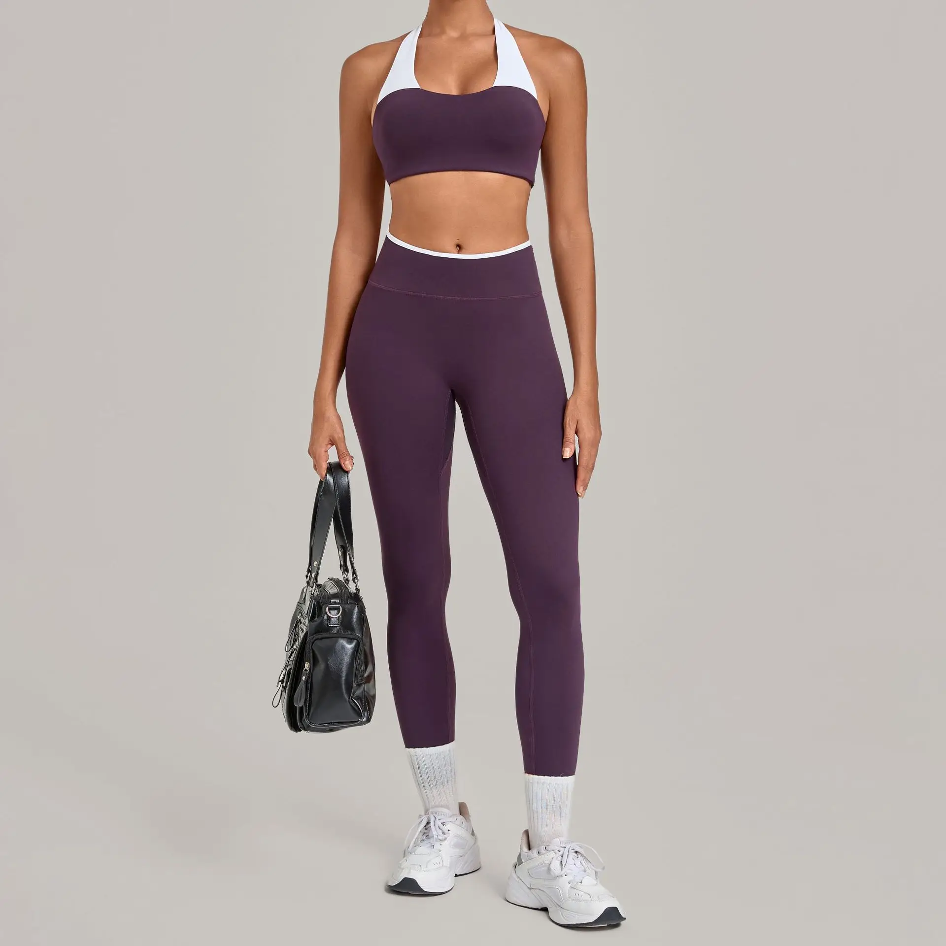 Yoga Suit  Women 2 Pieces Yoga Set Gym Neckline Sports Bra Push Up Running Shockproof Fitness Top High Waist Cross-Back Leggings