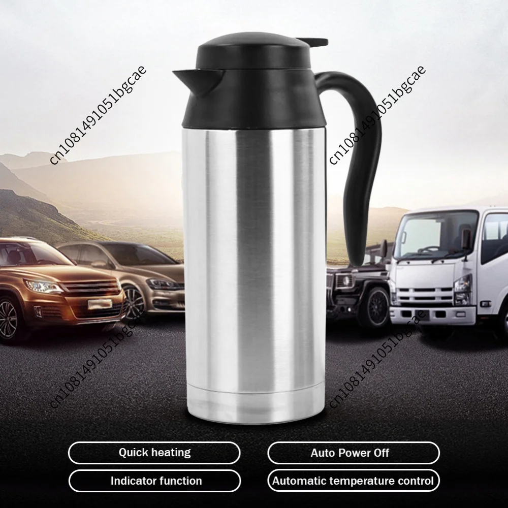 12/24V Car Electric Kettle Automatic Shut Off 750ml Car Kettle Boiler Quick Boiling Kettle Pot Heated Heating Travel Cup Kettle