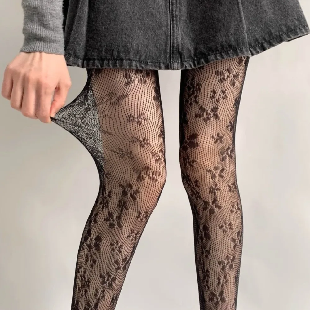 

Women Floral Lace Tights Summer Mesh Sexy Hollowed Out Thin and Breathable Retro Punk Y2k Pantyhose Individual Fishnet Stockings