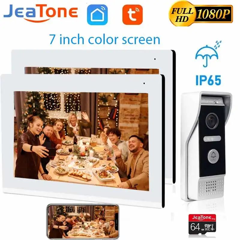 

Jeatone 7 Inch Monitor Video Intercom Kit for Home Tuya Smart Wifi IP Video Doorbell Camera 1080P Touch Monitor Access Control