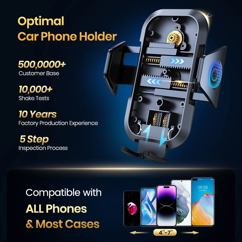 TOPK Car Phone Holder Air Vent Car Mount [Big Phone & Thick Cases] Hands Free Cell Phone Automobile Clamp Cradles for All Phones