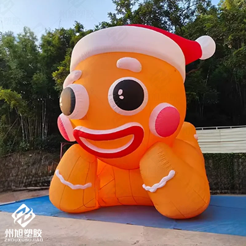 

Гигантский надувной пряничный человечек с воздуходувкой, воздушная форма для рождественского фестиваля, реквизит для украшения вечеринки на открытом воздухе