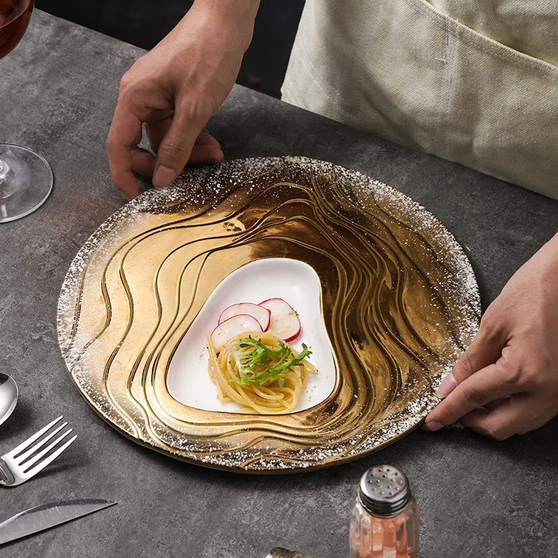 

Creative Phnom Penh Ceramic Western Food Pendulum Plate Dining Room and Hotel Special-shaped Ceramic Steak Plate Tableware