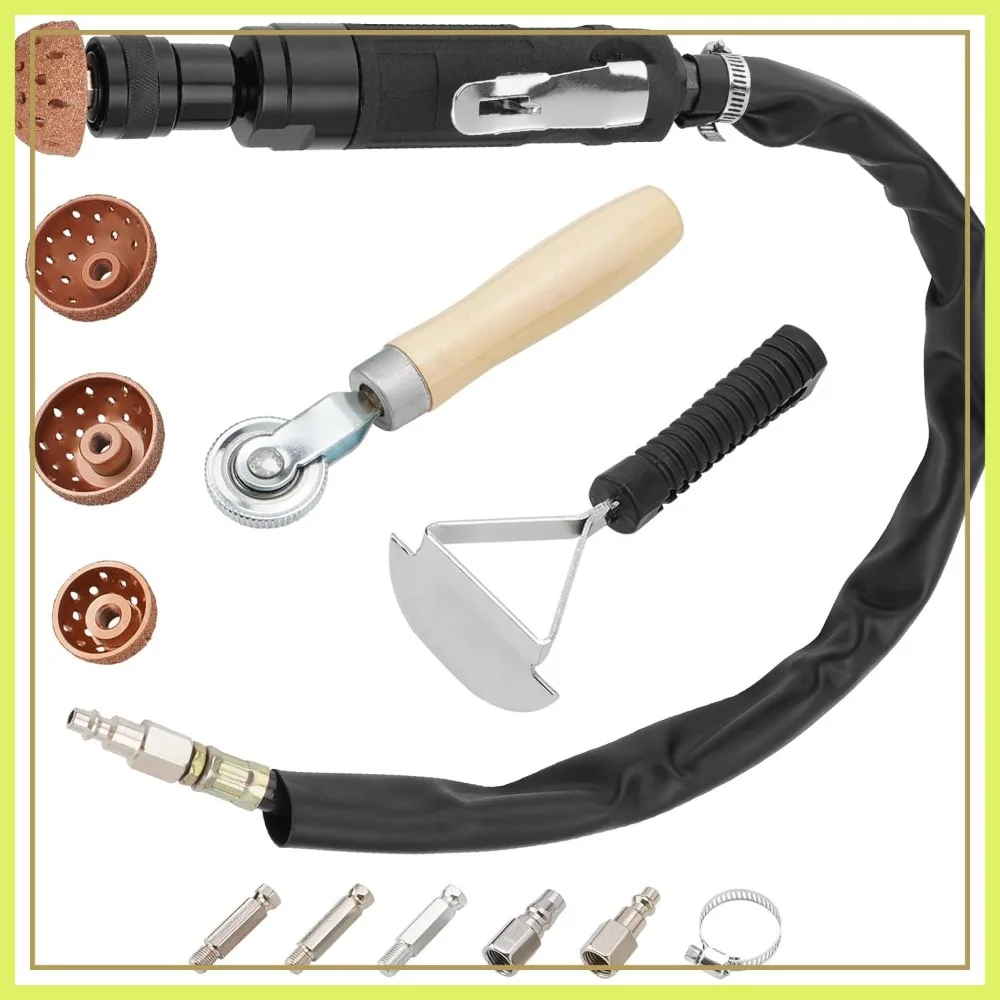 

2500rpm Low Speed Air Tire Buffer Set: Repair Polish Patch Tools with Scrapper, Roller & Tungsten Steel Wheel