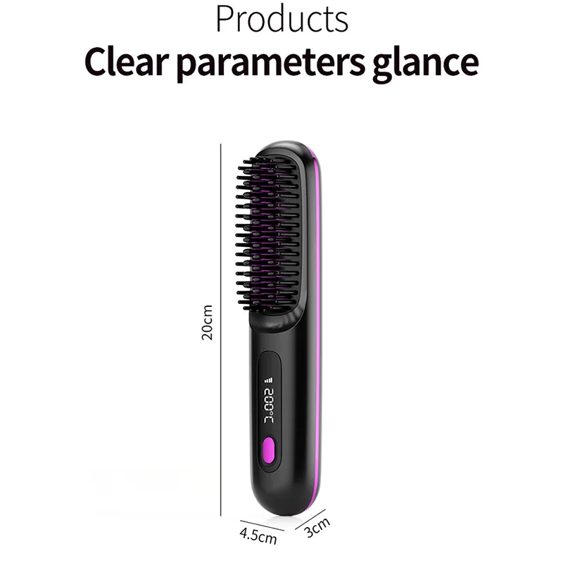 مكواة فرد الشعر اللاسلكية، تسخين خلال 20 ثانية، مضادة للحرق، مضادة للتشابك، محمولة، مناسبة للاستخدام الرطب والجاف #6