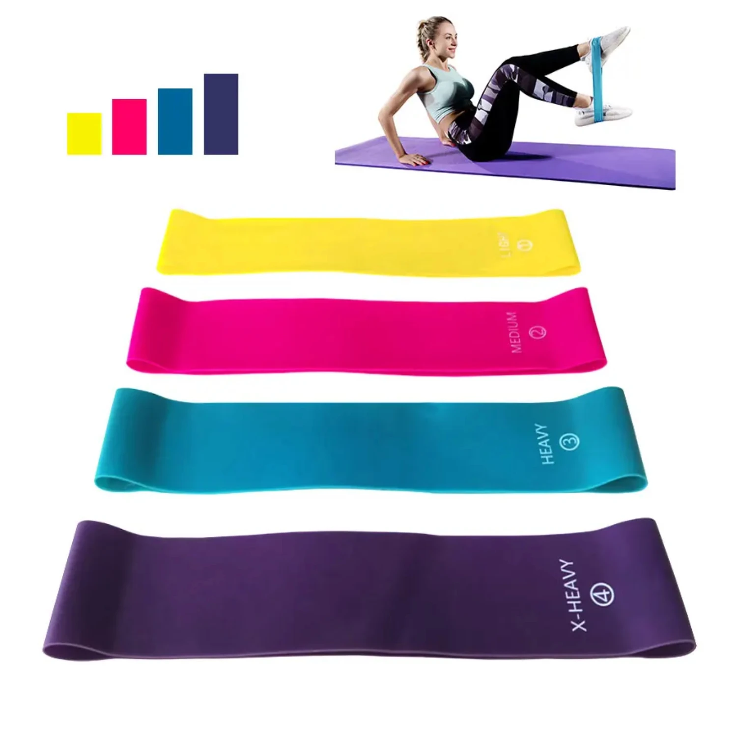 New 60cm 4 Different Levels Elastic Resistance Bands Yoga training Sport Exercise Fitness Bands Pilates Crossfit Workout Equipme