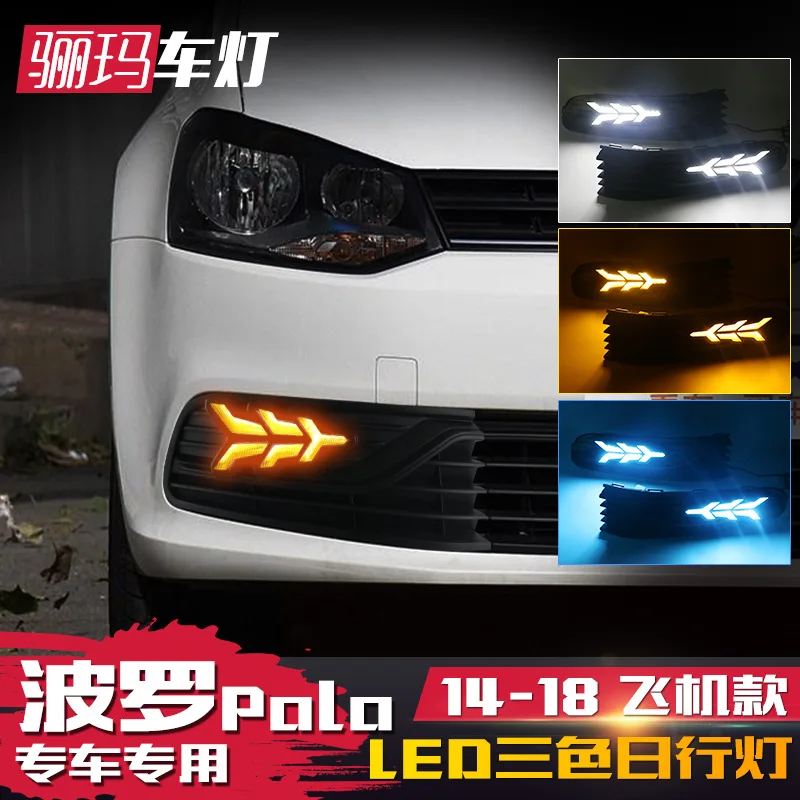

For 2014-2018 Volkswagen Polo LED Daytime Running Lights DRL Dynamic Turn Signal Body Kit Accessories